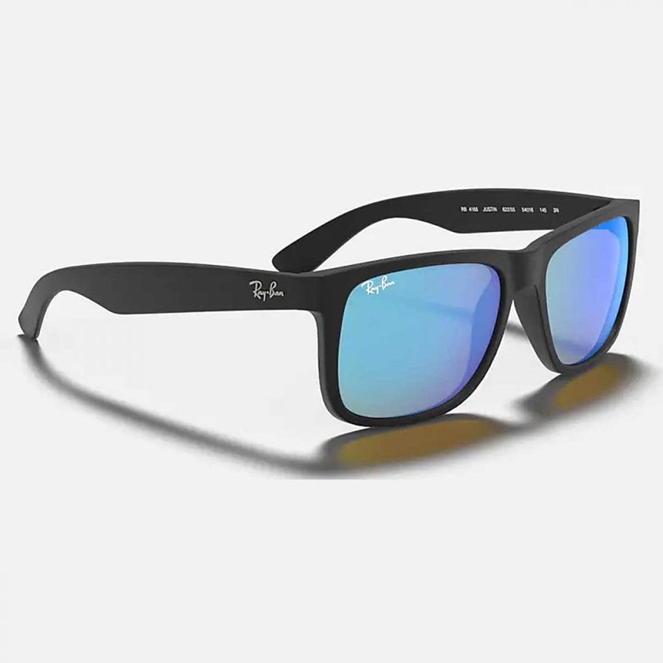 Ray-Ban Justin Matte Black Injected With Blue Mirrored Lenses