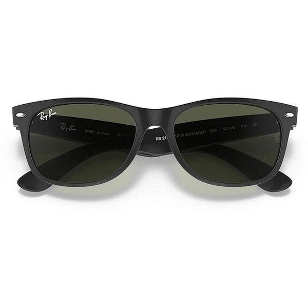 Ray-Ban NEW WAYFARER CLASSIC Matte Rubber Black With Green Lenses