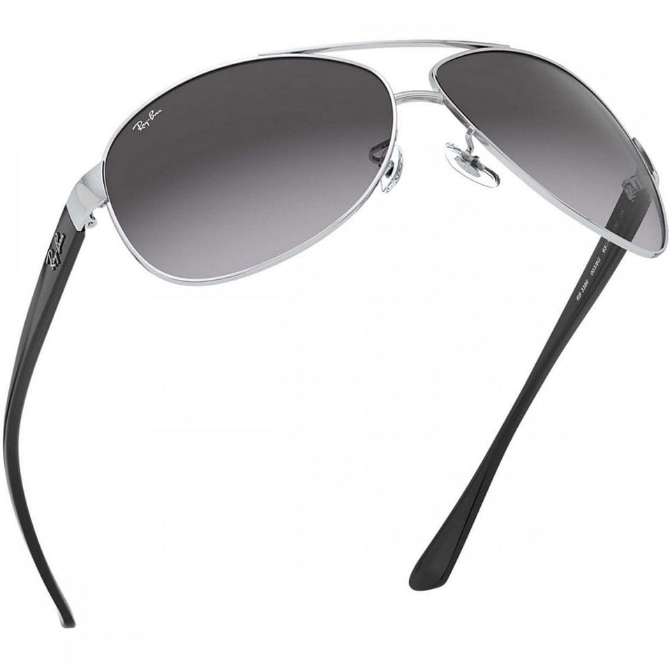 Ray-Ban RB3386 Polished Silver Metal with Light Grey / Dark Grey Lenses
