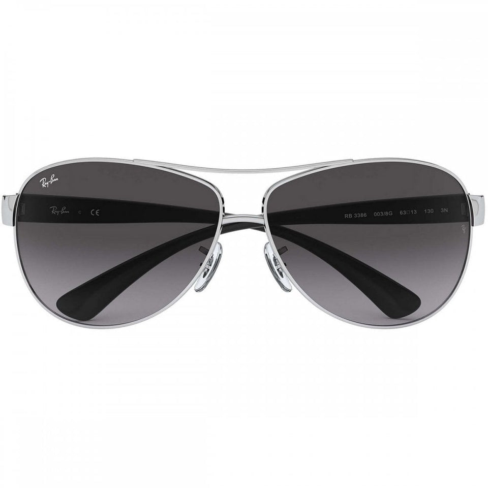 Ray-Ban RB3386 Polished Silver Metal with Light Grey / Dark Grey Lenses