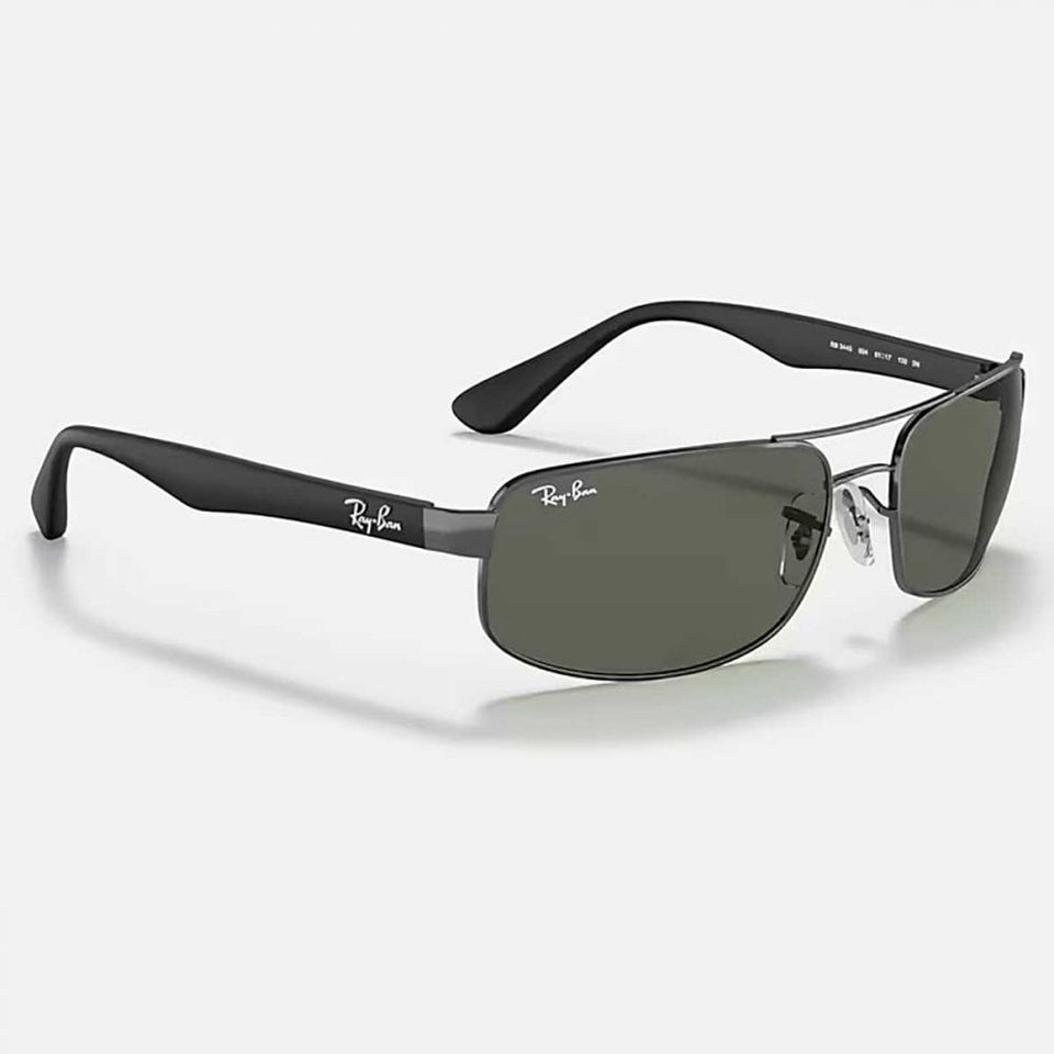 Ray-Ban RB3445 Polished Gunmetal Steel With Classic G-15 Green Lenses