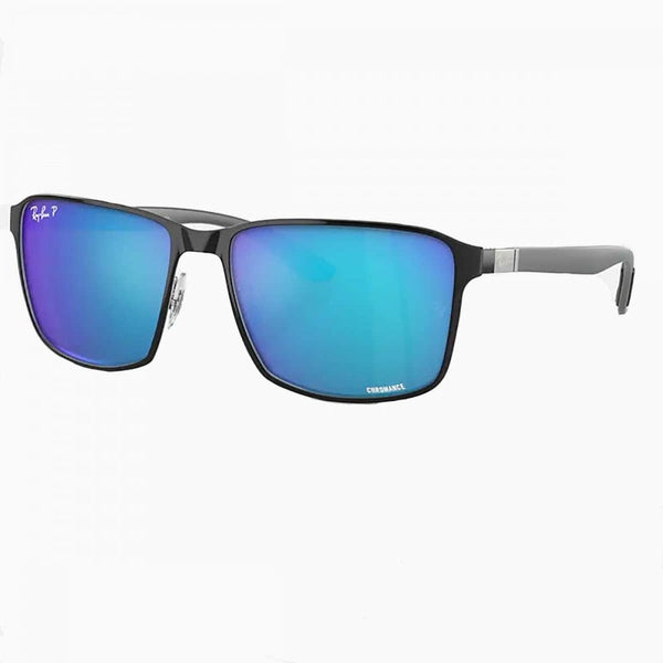 Ray-Ban RB3721CH CHROMANCE Polished Black On Silver With Blue Chromance Lenses