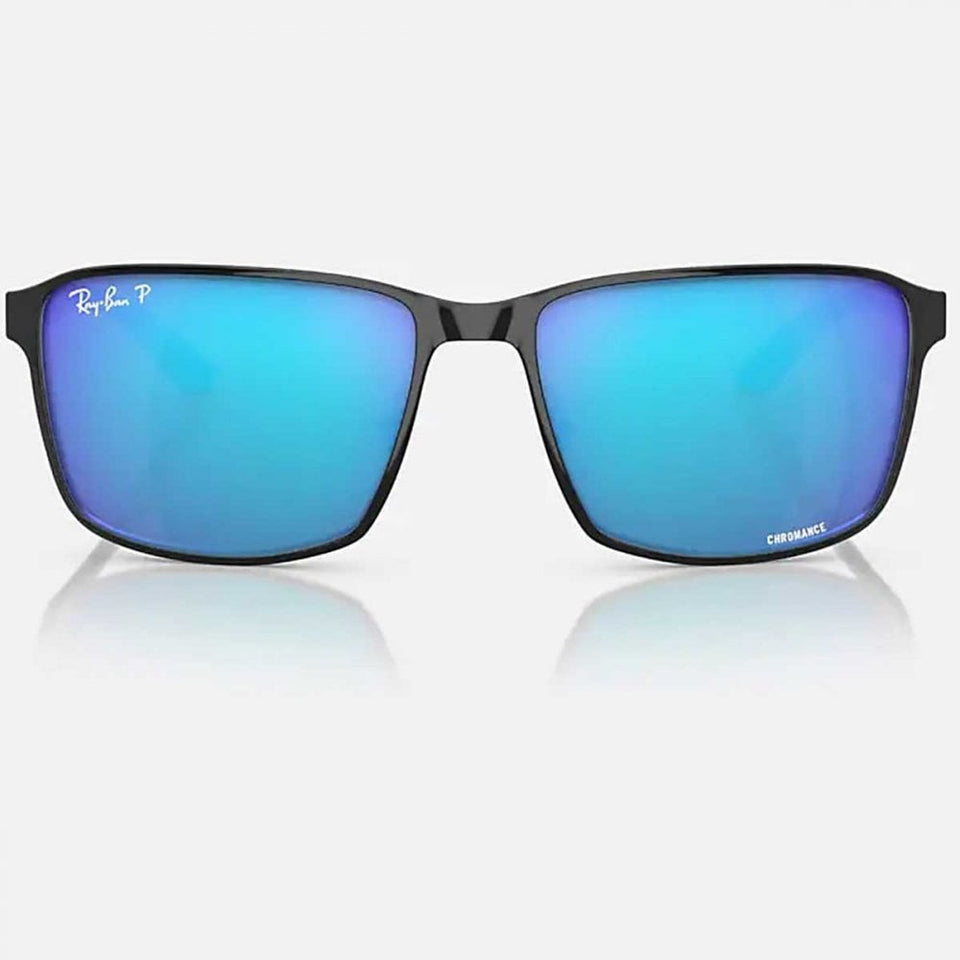 Ray-Ban RB3721CH CHROMANCE Polished Black On Silver With Blue Chromance Lenses