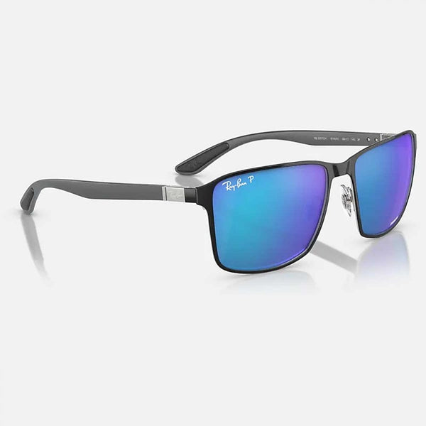 Ray-Ban RB3721CH CHROMANCE Polished Black On Silver With Blue Chromance Lenses