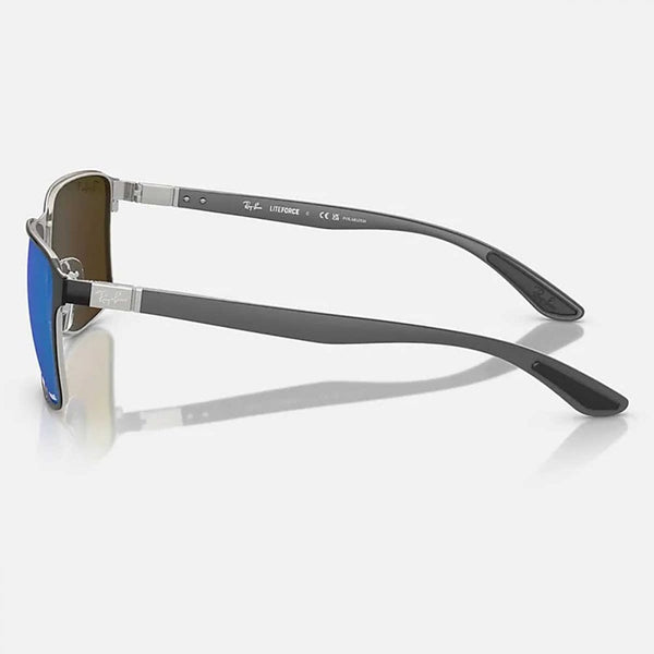 Ray-Ban RB3721CH CHROMANCE Polished Black On Silver With Blue Chromance Lenses