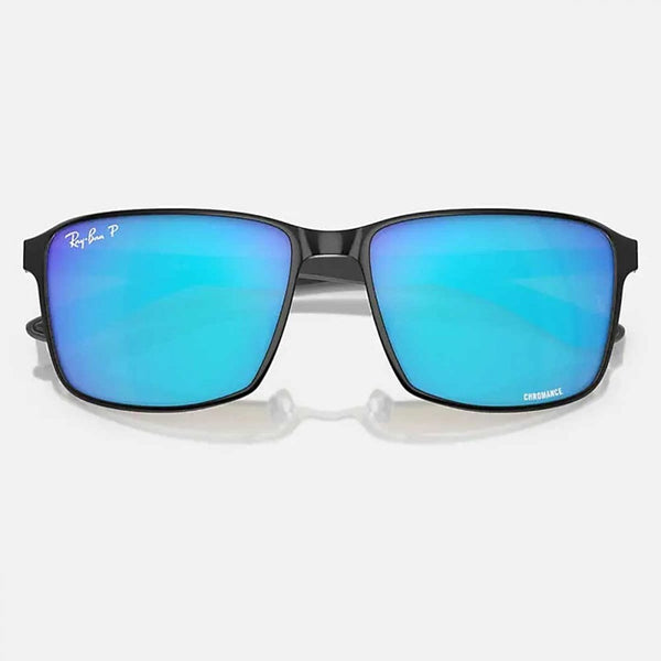 Ray-Ban RB3721CH CHROMANCE Polished Black On Silver With Blue Chromance Lenses