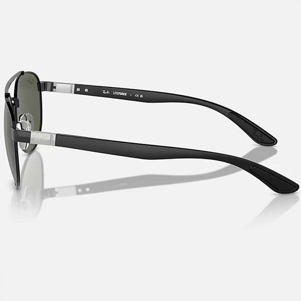 Ray-Ban RB3736 Polished Black With Dark Green Classic Lenses