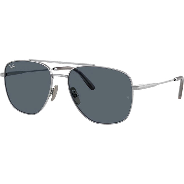 Ray-Ban WILLIAM Polished Silver Titanium With Blue Lenses