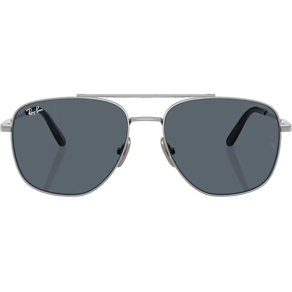Ray-Ban WILLIAM Polished Silver Titanium With Blue Lenses