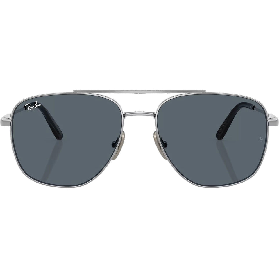 Ray-Ban WILLIAM Polished Silver Titanium With Blue Lenses
