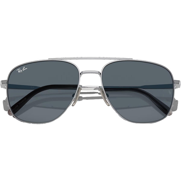 Ray-Ban WILLIAM Polished Silver Titanium With Blue Lenses
