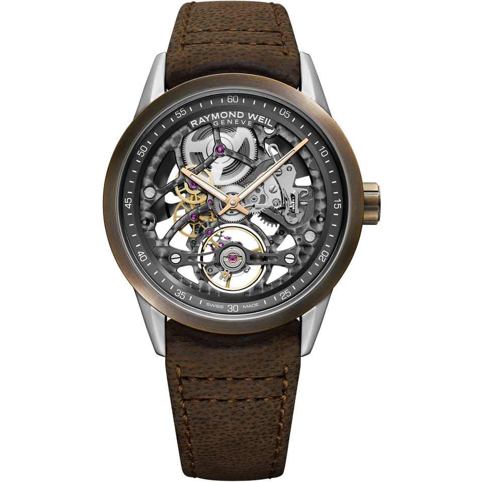 Raymond Weil Freelancer 42mm Skeleton Dial Bronze Bezel Men's Automatic Watch