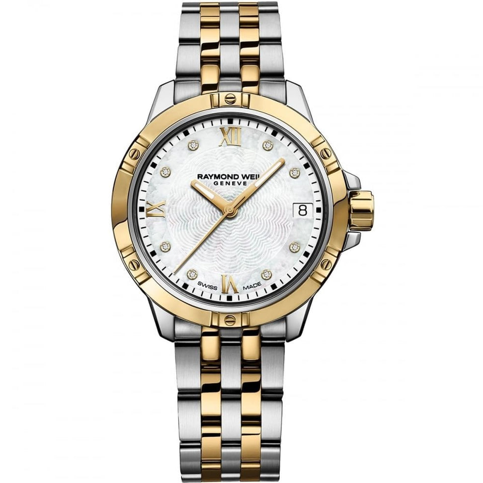 Raymond Weil Ladies Tango 30mm Mother of Pearl Two-Tone Diamond Set Watch