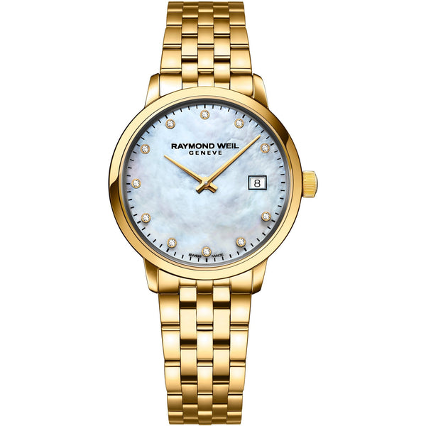 Raymond Weil Ladies Toccata Classic 29mm Mother of Pearl Diamond Set Gold Tone Watch
