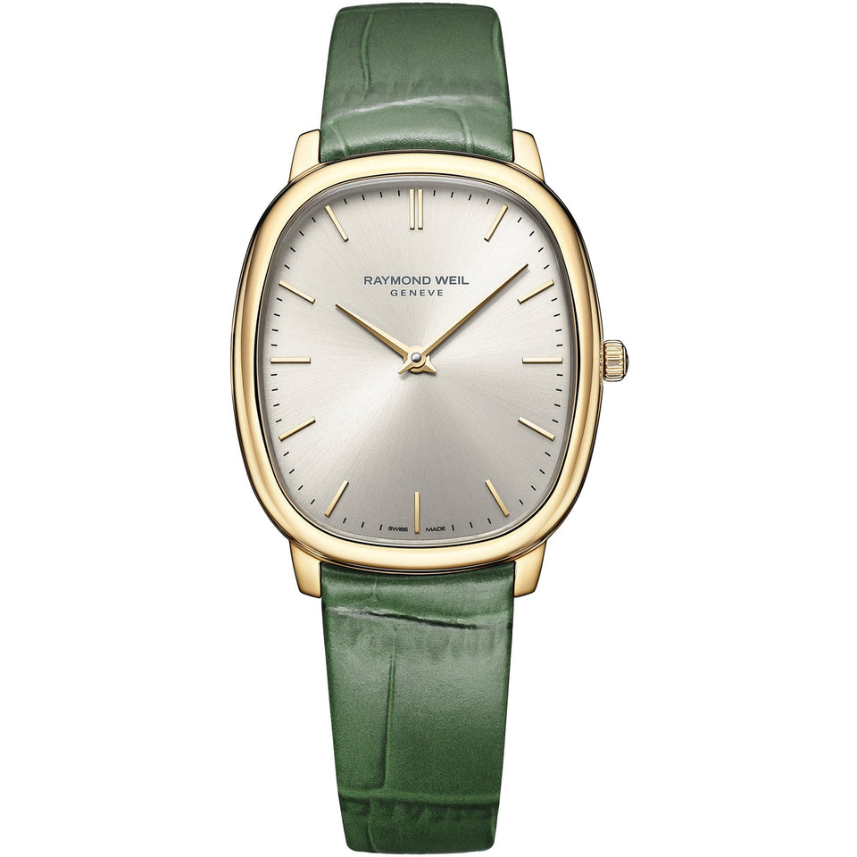 Raymond Weil Ladies Toccata Heritage 31mm Silver Dial Green Strap Watch