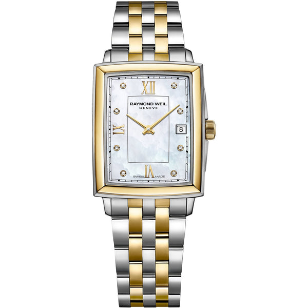 Raymond Weil Ladies Toccata Square Diamond Set Mother of Pearl Dial 22mm Two-Tone Watch