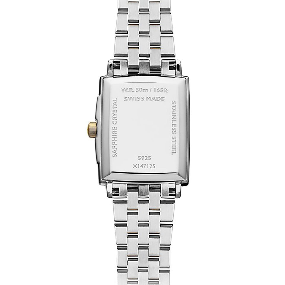 Raymond Weil Ladies Toccata Square Diamond Set Mother of Pearl Dial 22mm Two-Tone Watch