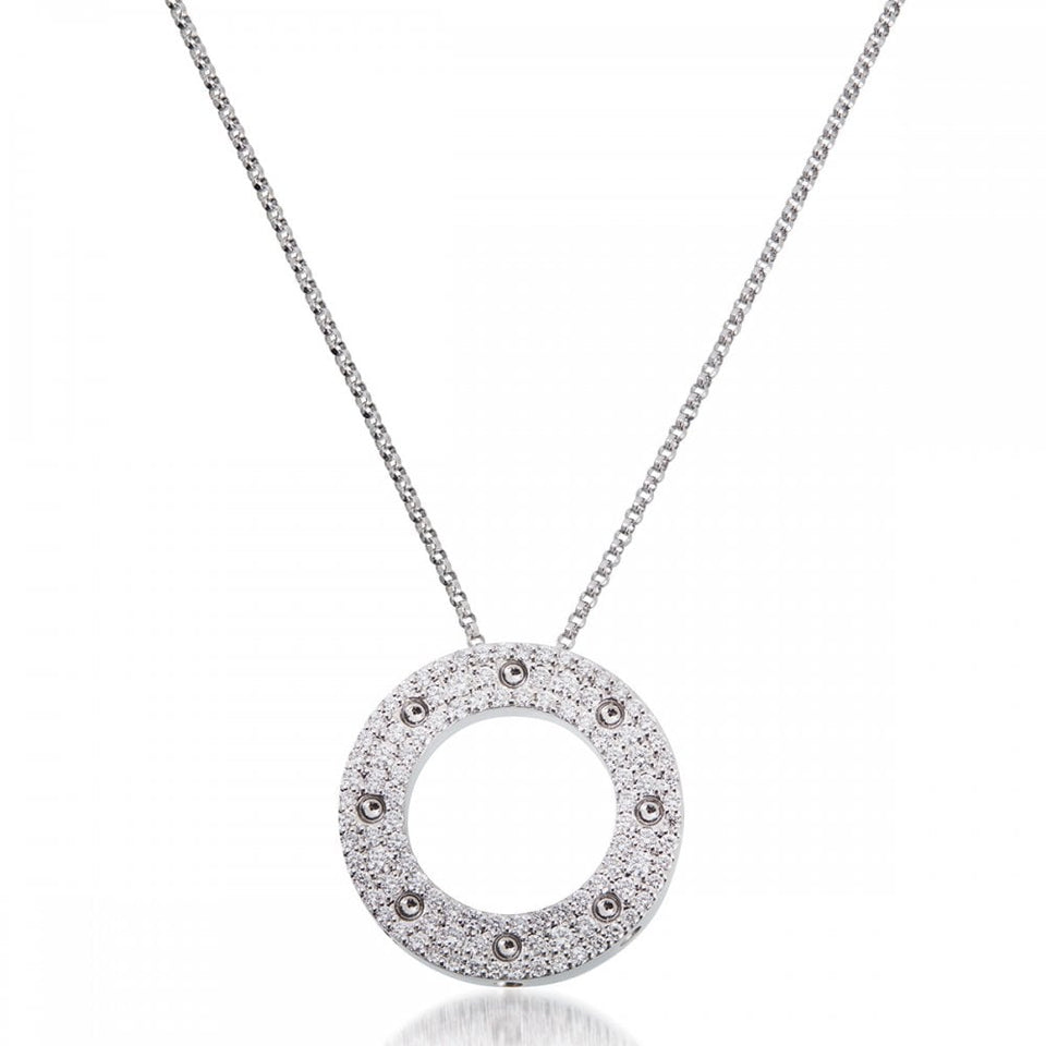 Roberto Coin Pois Moi White Gold Diamond Circle Pendant