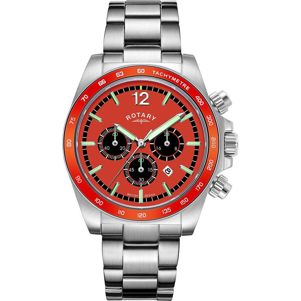 Rotary Men's Henley 41mm Orange Dial Chronograph Watch