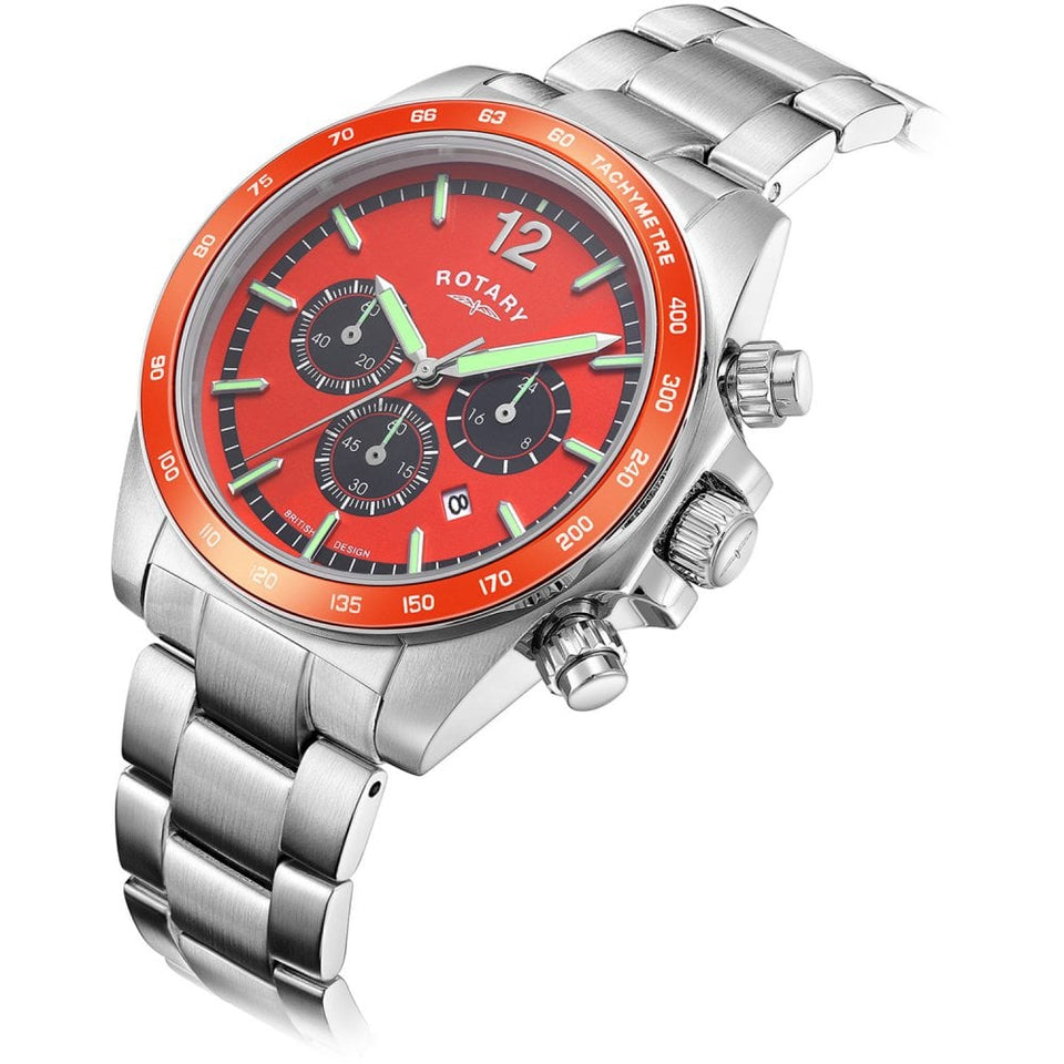 Rotary Men's Henley 41mm Orange Dial Chronograph Watch