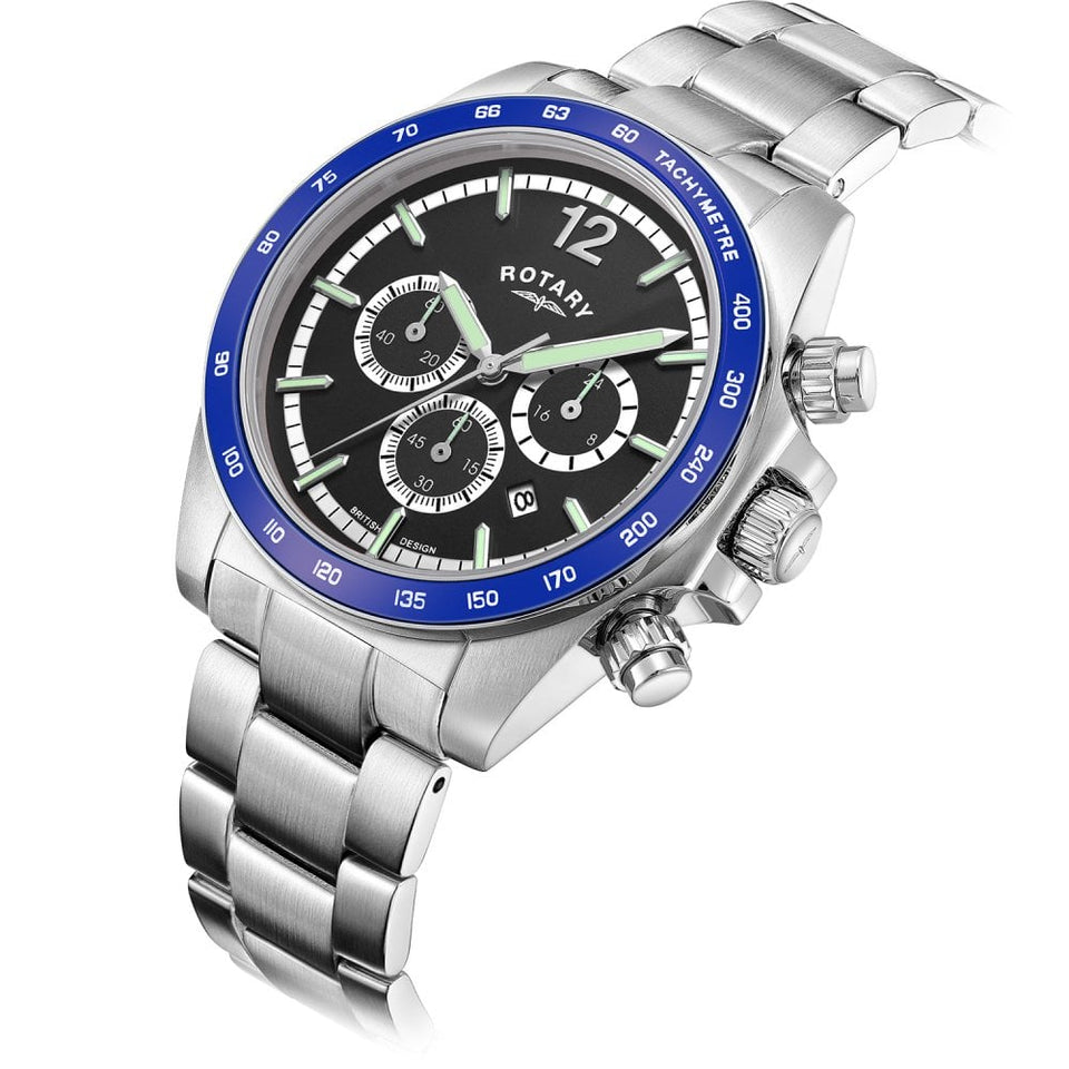 Rotary Men's Henley Black Dial 41mm Chronograph Watch