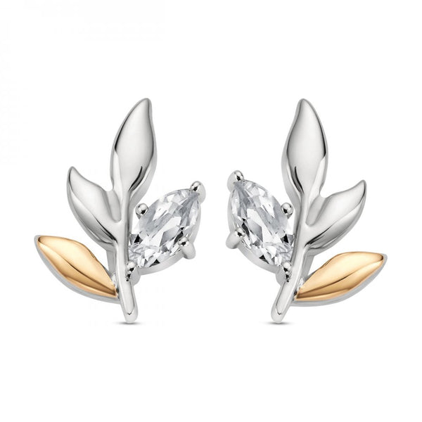 Clogau Royal Clogau® Sterling Silver Leaf Stud Earrings with Topaz