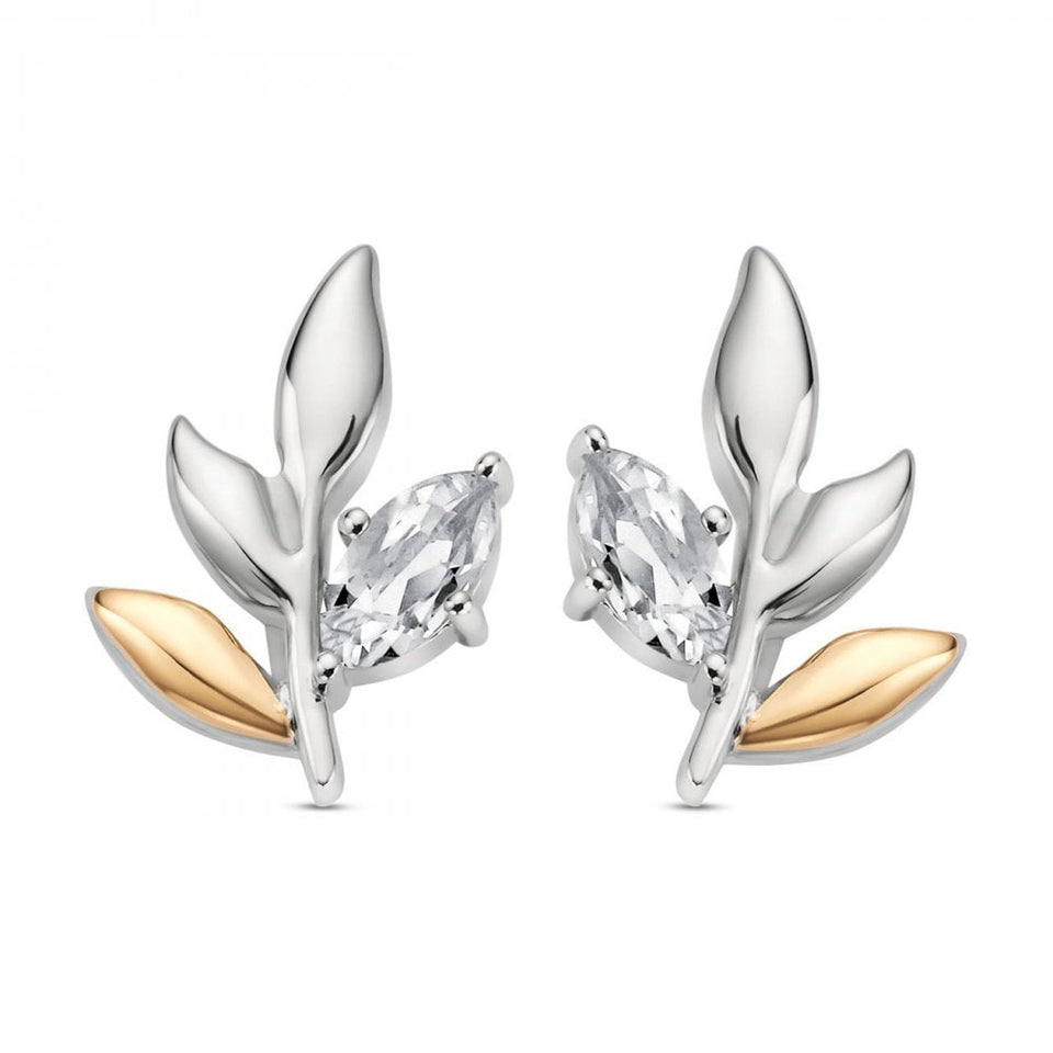 Clogau Royal Clogau® Sterling Silver Leaf Stud Earrings with Topaz