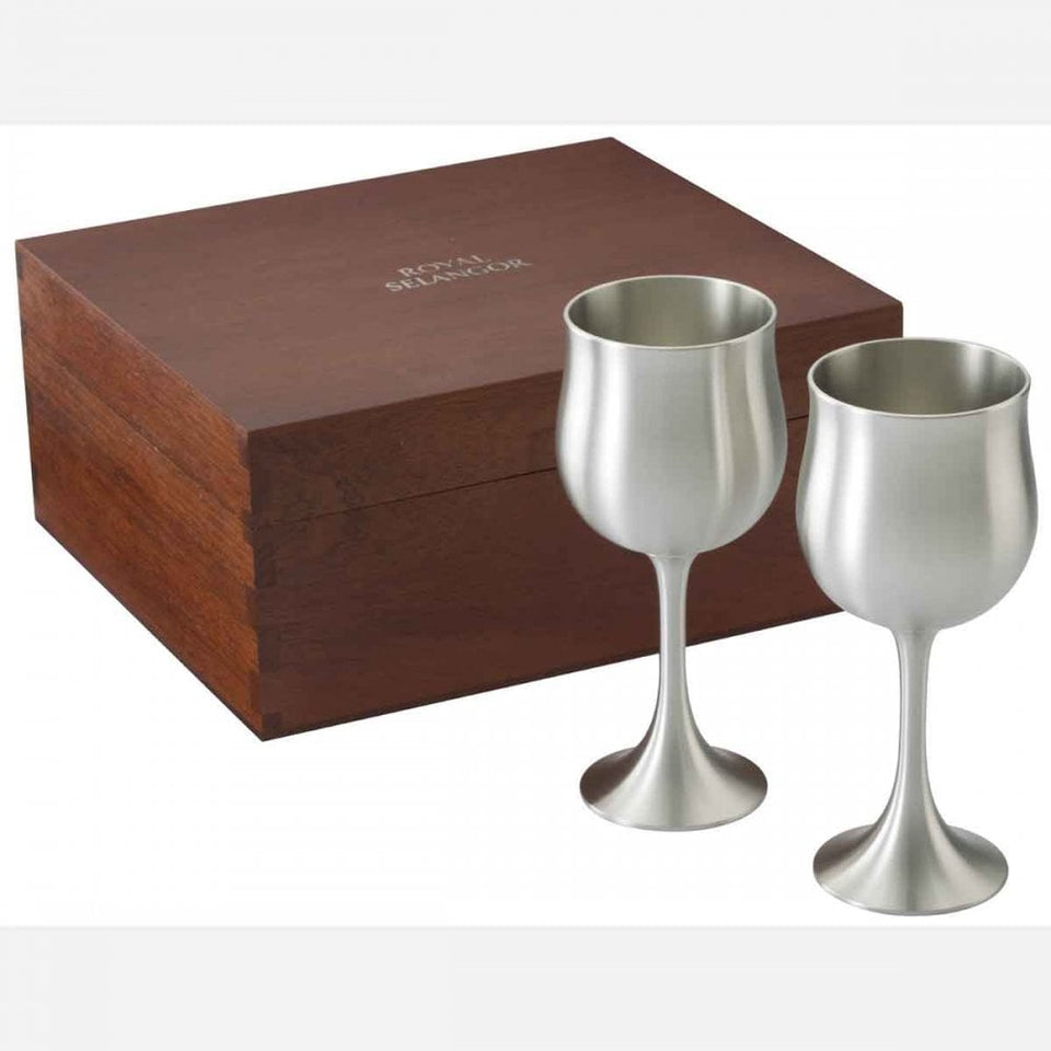Royal Selangor Wine Goblets Wooden Gift Box