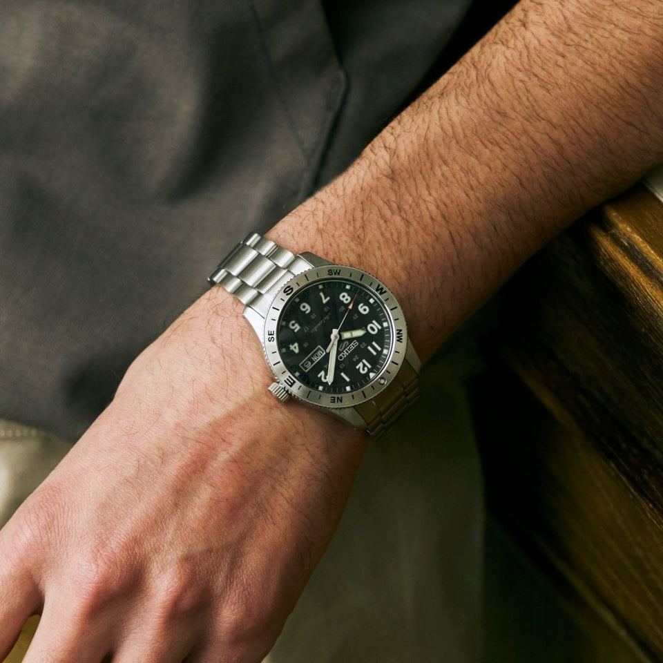 Seiko 5 Sports Men's Field In Camo Black Dial Bracelet Watch