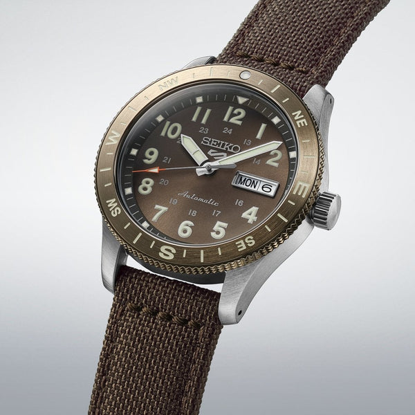 Seiko 5 Sports Men's Field In Coyote Brown Nylon Strap Watch