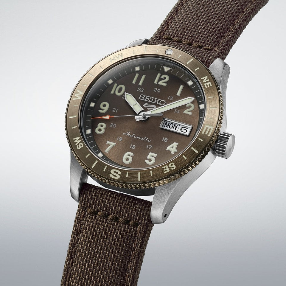 Seiko 5 Sports Men's Field In Coyote Brown Nylon Strap Watch