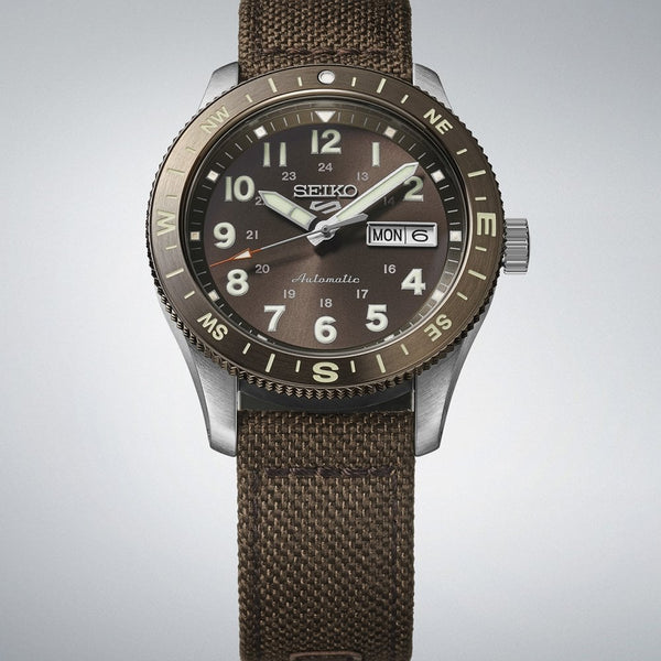 Seiko 5 Sports Men's Field In Coyote Brown Nylon Strap Watch