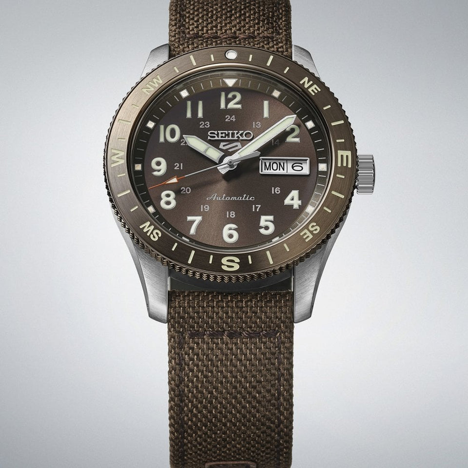 Seiko 5 Sports Men's Field In Coyote Brown Nylon Strap Watch