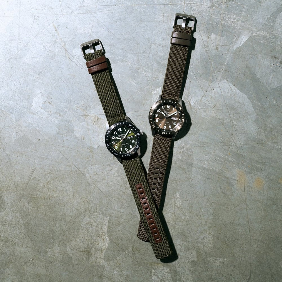Seiko 5 Sports Men's Field In Coyote Brown Nylon Strap Watch