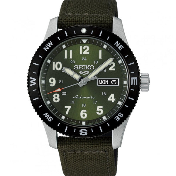 Seiko 5 Sports Men's Field In Fatigue Green Dial Nylon Strap Watch