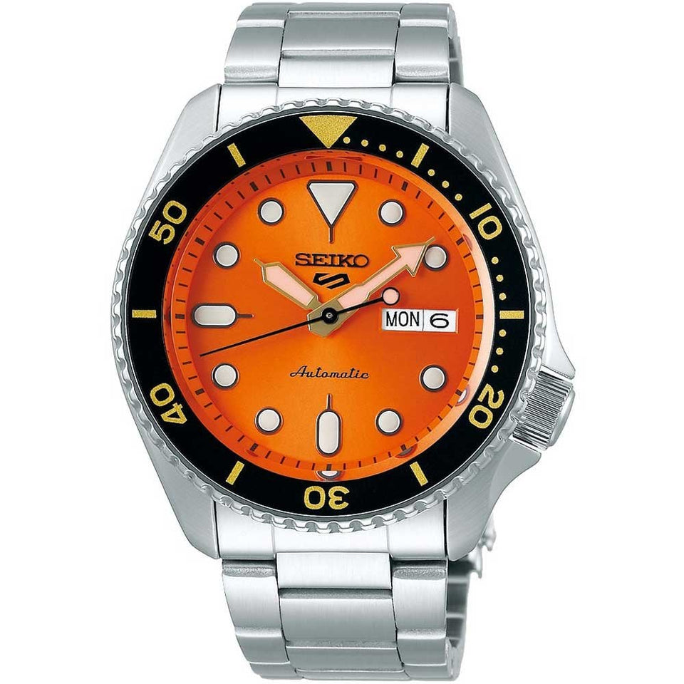 Seiko 5 Sports Men's Orange Dial Automatic Bracelet Watch