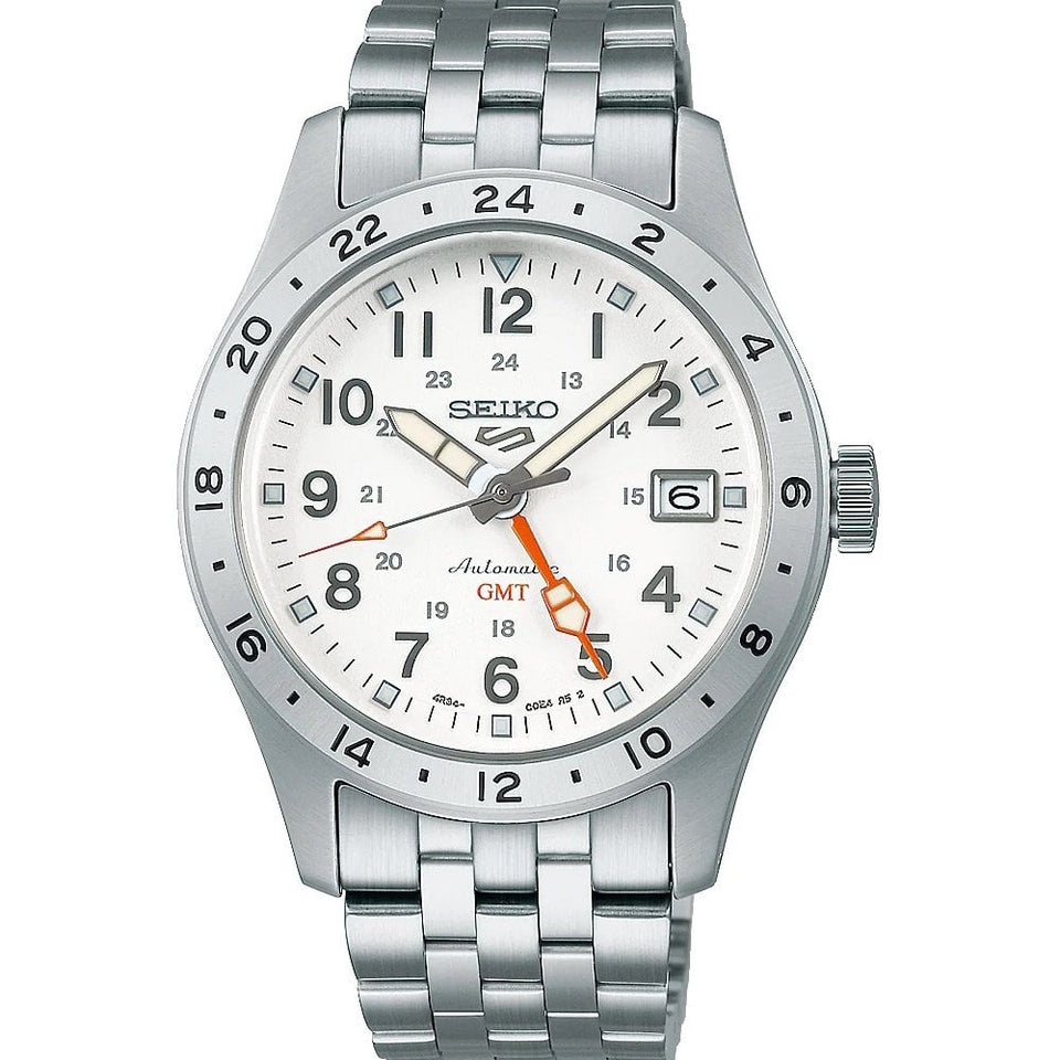 Seiko 5 Sports Men's 'Overwhite' Field GMT Bracelet Watch
