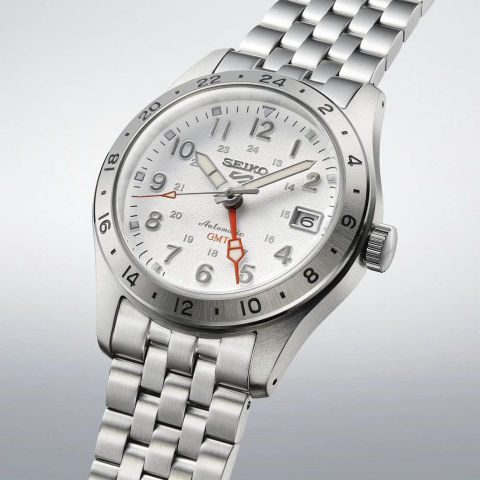 Seiko 5 Sports Men's 'Overwhite' Field GMT Bracelet Watch