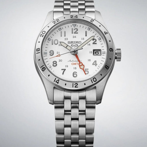 Seiko 5 Sports Men's 'Overwhite' Field GMT Bracelet Watch
