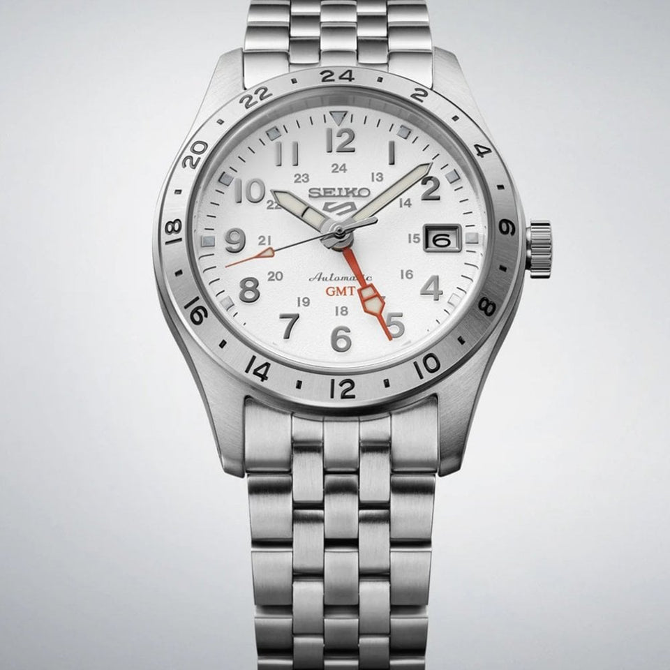 Seiko 5 Sports Men's 'Overwhite' Field GMT Bracelet Watch