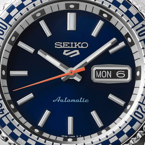 Seiko 5 Sports Men's Petrol Blue 'Checker Flag' Special Edition Watch