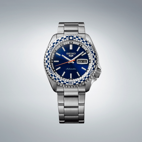 Seiko 5 Sports Men's Petrol Blue 'Checker Flag' Special Edition Watch