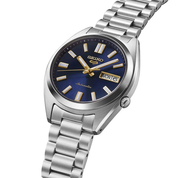 Seiko 5 Sports Men's SNXS Vintage Gold 'Blazer Blue' Bracelet Watch
