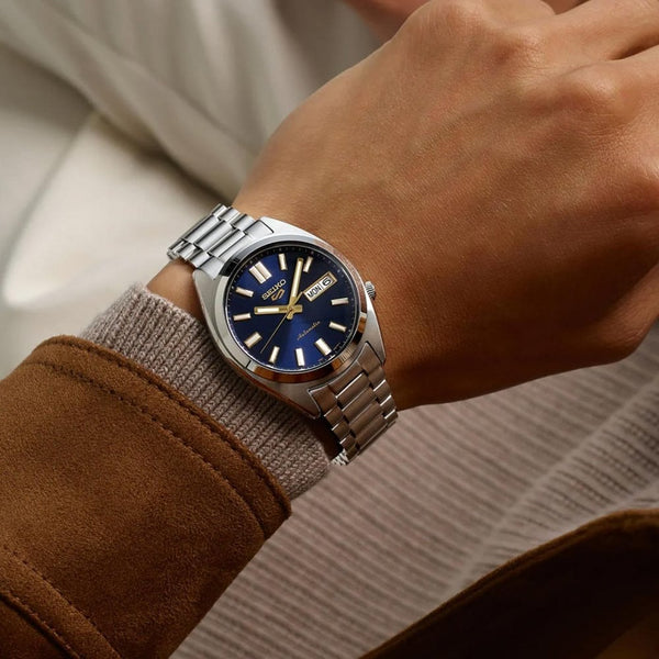 Seiko 5 Sports Men's SNXS Vintage Gold 'Blazer Blue' Bracelet Watch