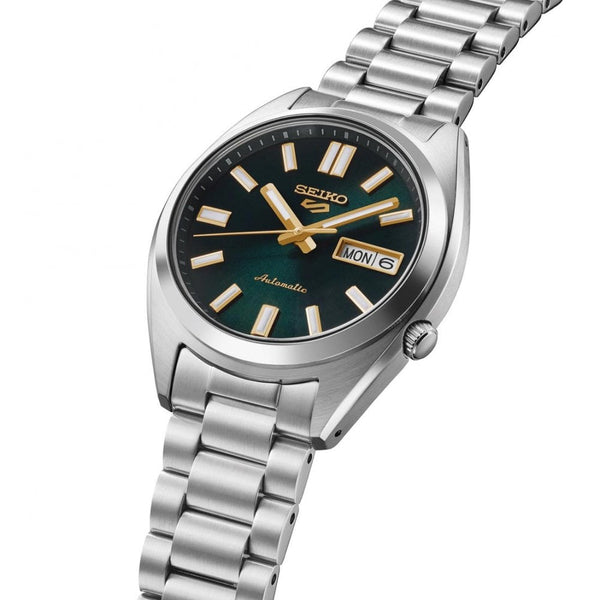 Seiko 5 Sports Men's SNXS Vintage Gold 'Green Tie' Bracelet Watch