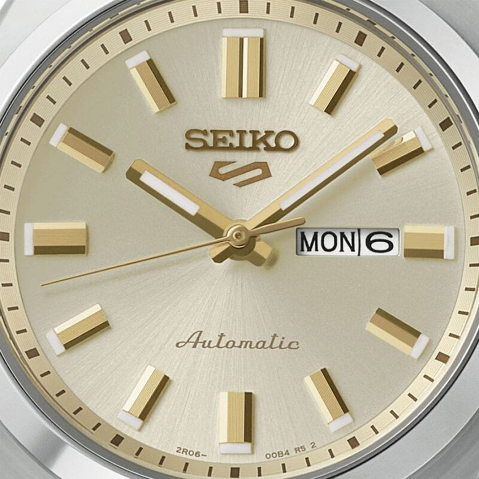 Seiko 5 Sports SNXS 'Hebitama' Double Cream Dial Bracelet Watch