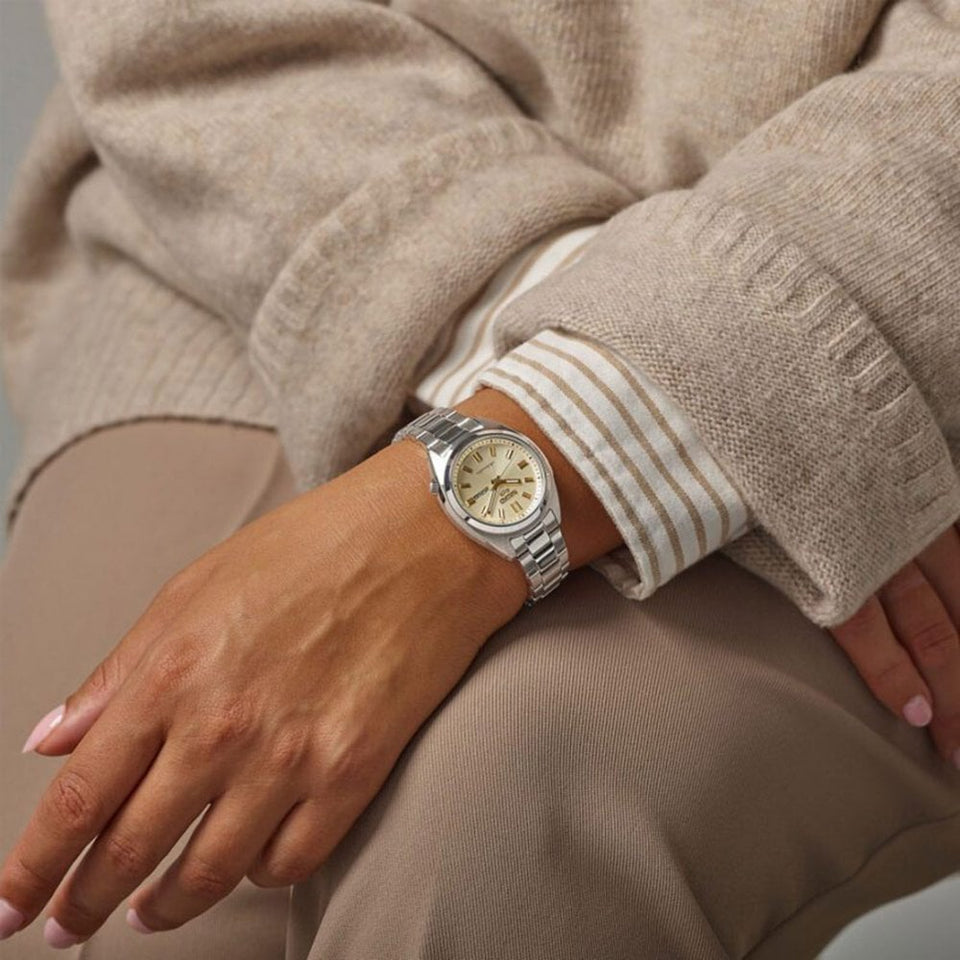 Seiko 5 Sports SNXS 'Hebitama' Double Cream Dial Bracelet Watch