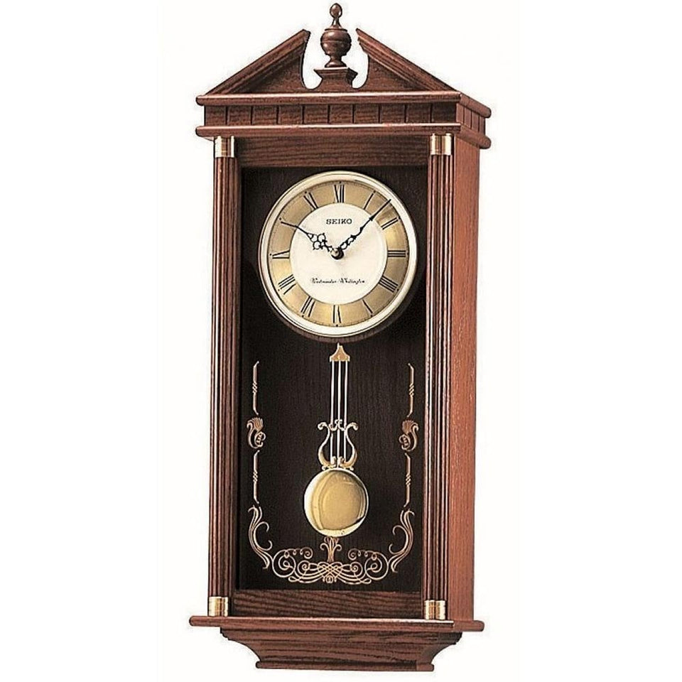 Seiko 71cm Oak Wood Wall Clock With Pendulum