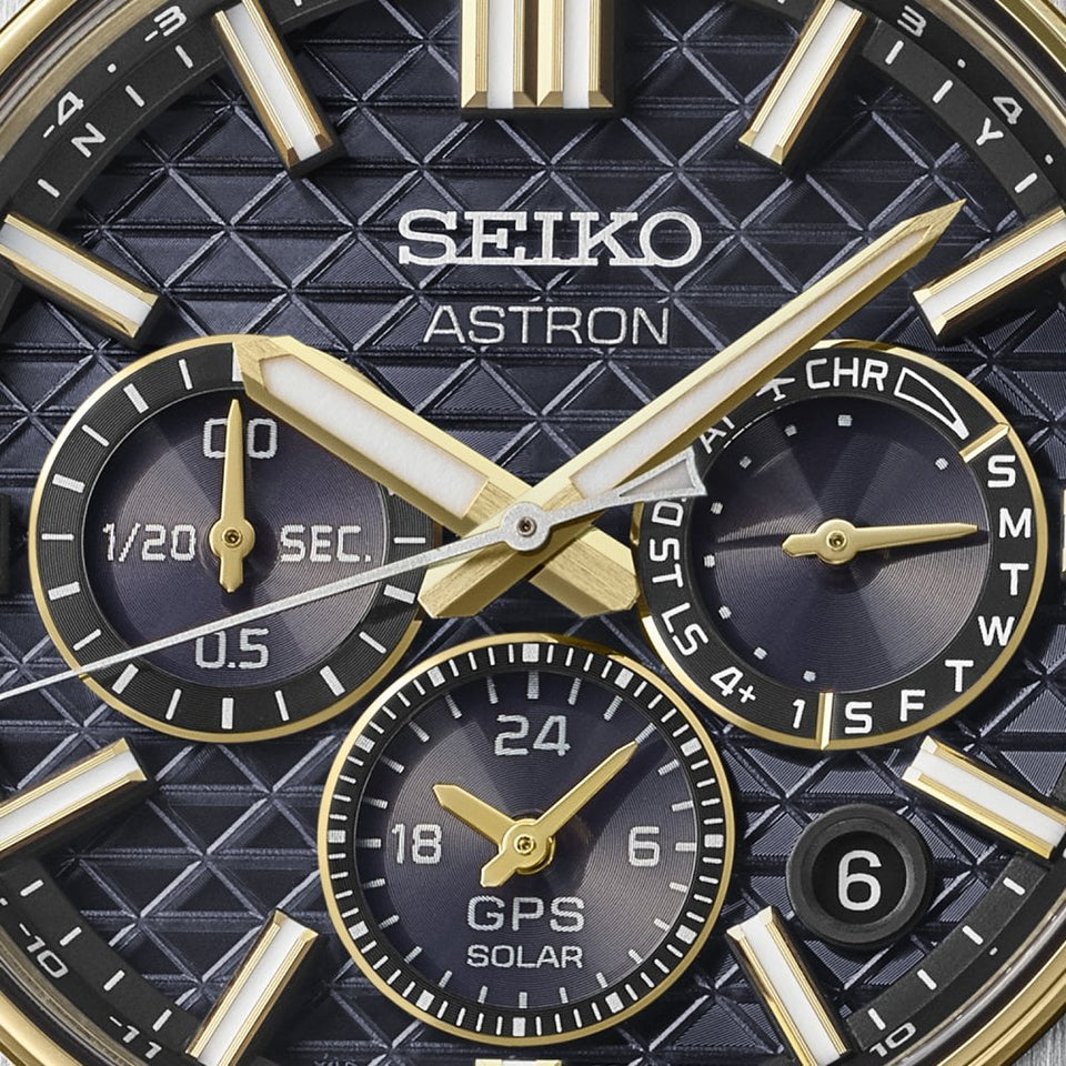 Seiko Astron Men's Celestial Gold 'Tesselate' 5X63 Silicone Strap Watch