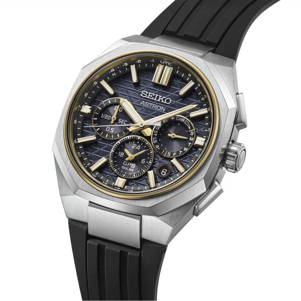 Seiko Astron Men's Celestial Gold 'Tesselate' 5X63 Silicone Strap Watch